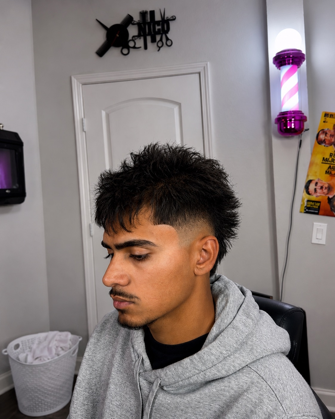 Modern mullet with burst fade